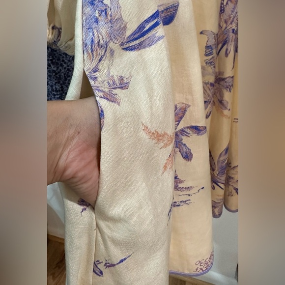 NWT Zimmermann Linen Day Mini Dress Pearl Palm Toile Puff Sleeve AU 0P (US 2) - Picture 9 of 11